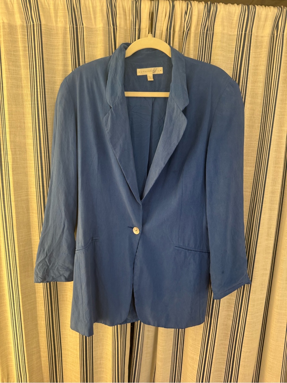 Pure Silk! Vintage Express Women's Cobalt Blue Single-Button Blazer